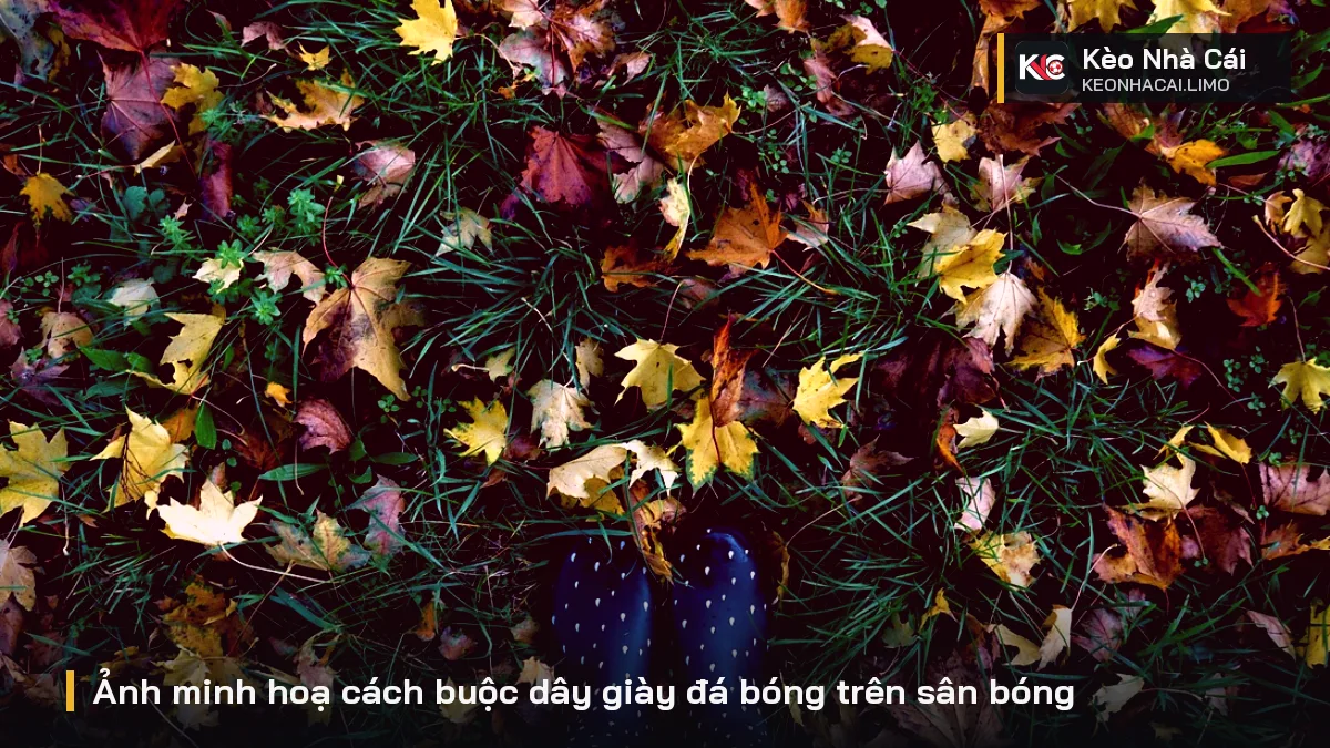 Ảnh minh hoạ cách buộc dây giày đá bóng trên sân bóng
