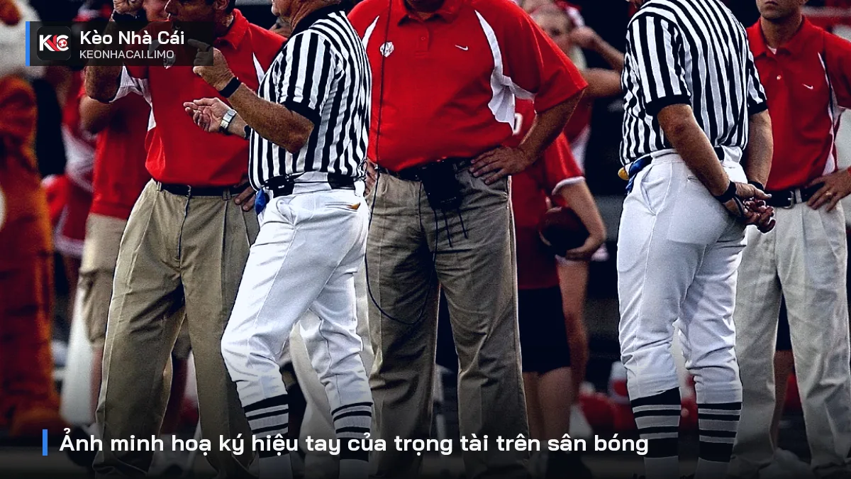 Ảnh minh hoạ ký hiệu tay của trọng tài trên sân bóng