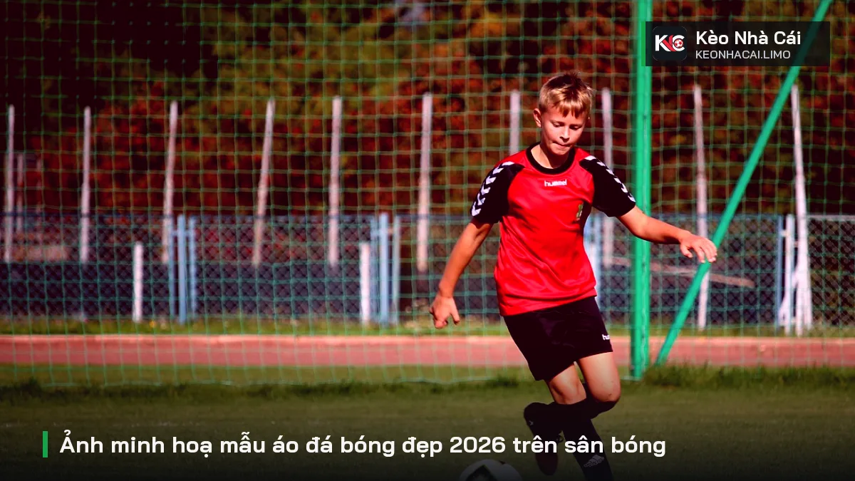 Ảnh minh hoạ mẫu áo đá bóng đẹp 2026 trên sân bóng