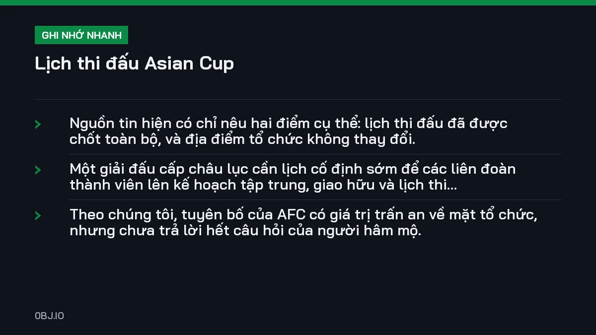 Ghi nhớ nhanh lịch thi đấu Asian Cup, 3 điểm quan trọng