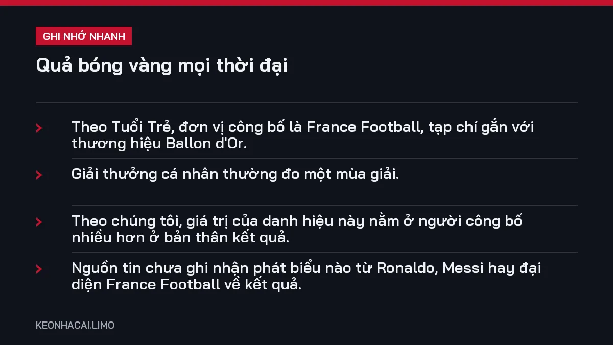 Ghi nhớ nhanh Quả bóng vàng mọi thời đại, 4 điểm quan trọng