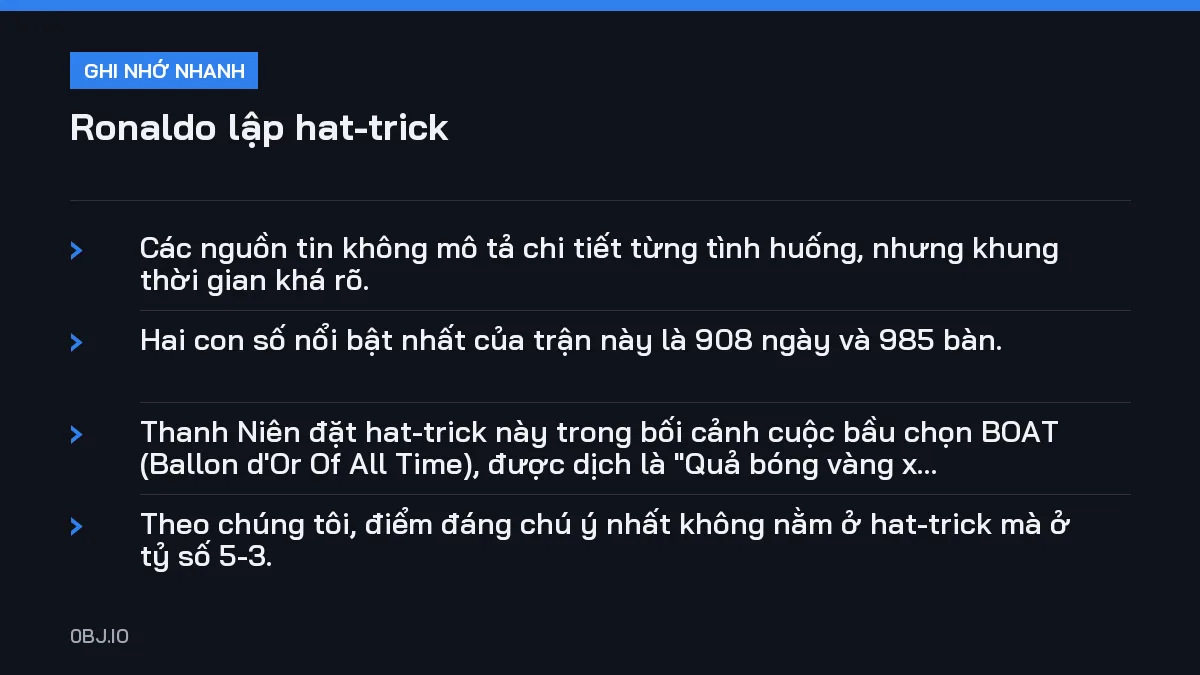 Ghi nhớ nhanh Ronaldo lập hat-trick, 4 điểm quan trọng