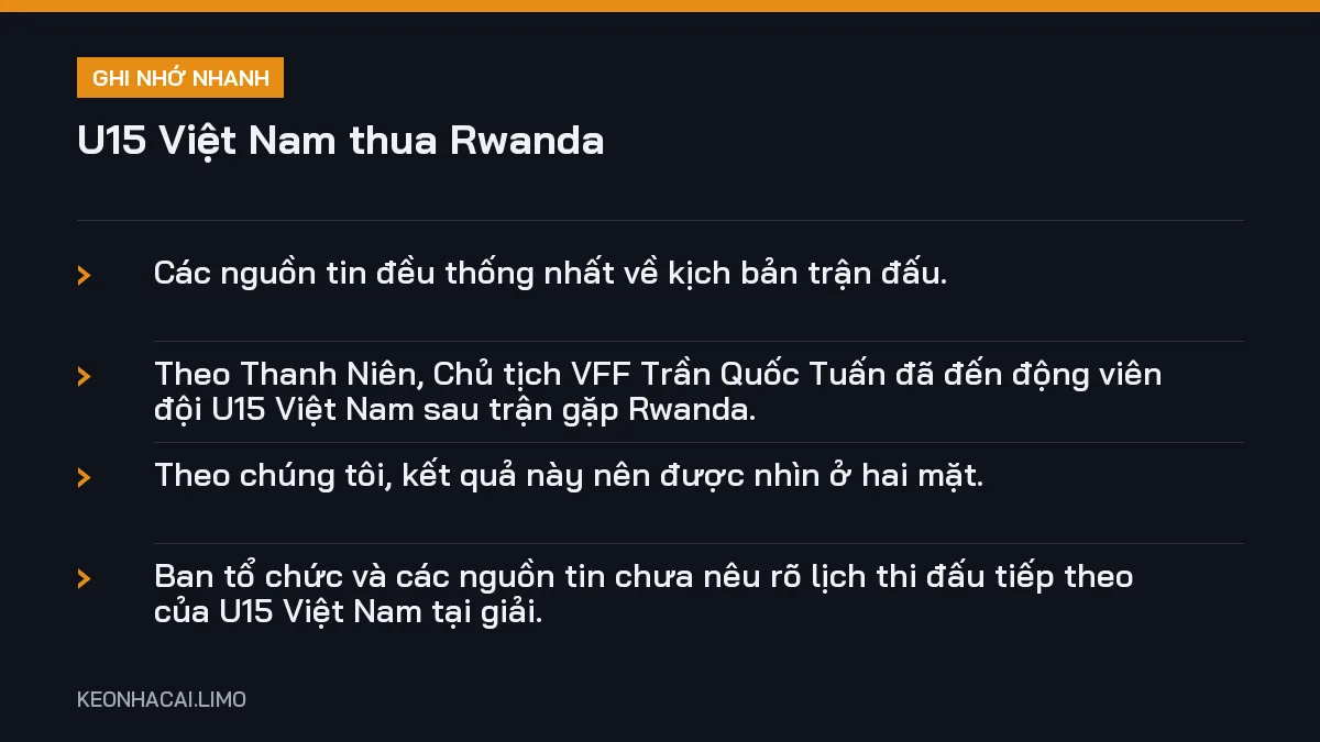 Ghi nhớ nhanh U15 Việt Nam thua Rwanda, 4 điểm quan trọng
