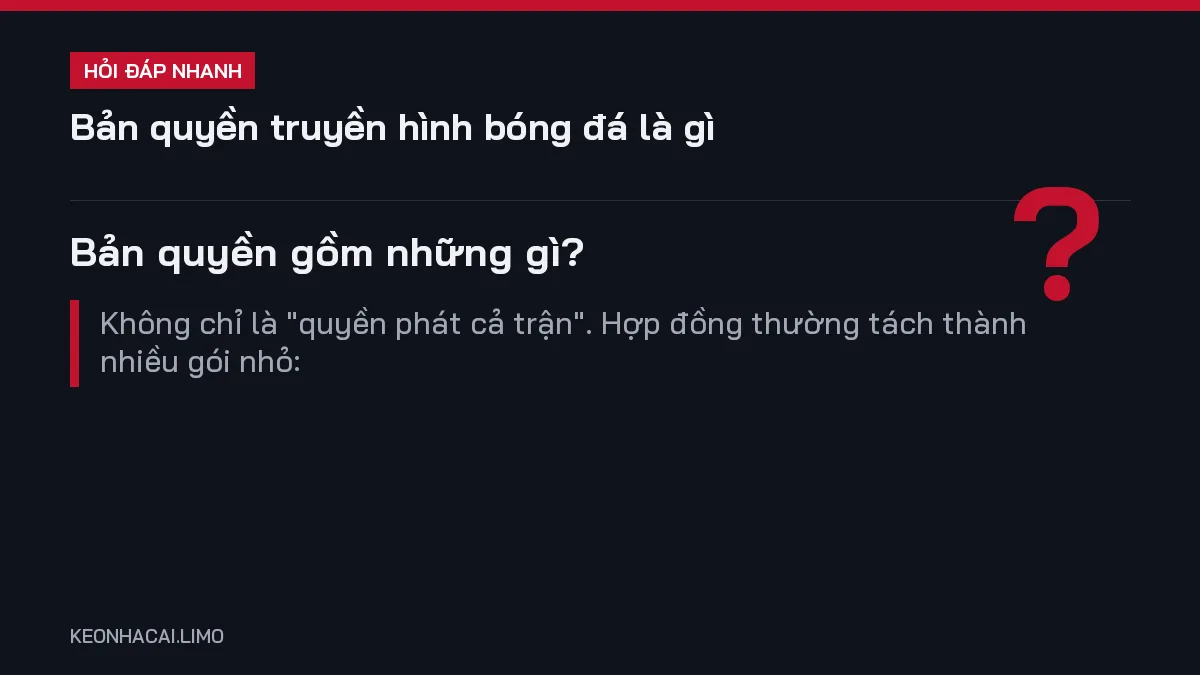 Hỏi đáp nhanh bản quyền truyền hình bóng đá là gì: Bản quyền gồm những gì