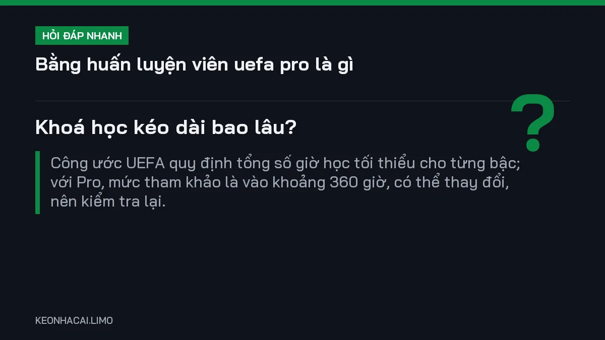 Hỏi đáp nhanh bằng huấn luyện viên uefa pro là gì: Khoá học kéo dài bao lâu