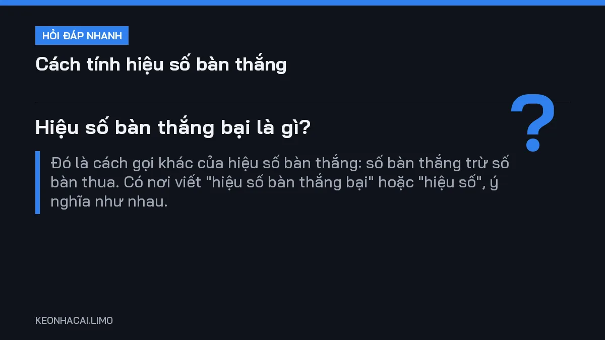 Hỏi đáp nhanh cách tính hiệu số bàn thắng: Hiệu số bàn thắng bại là gì