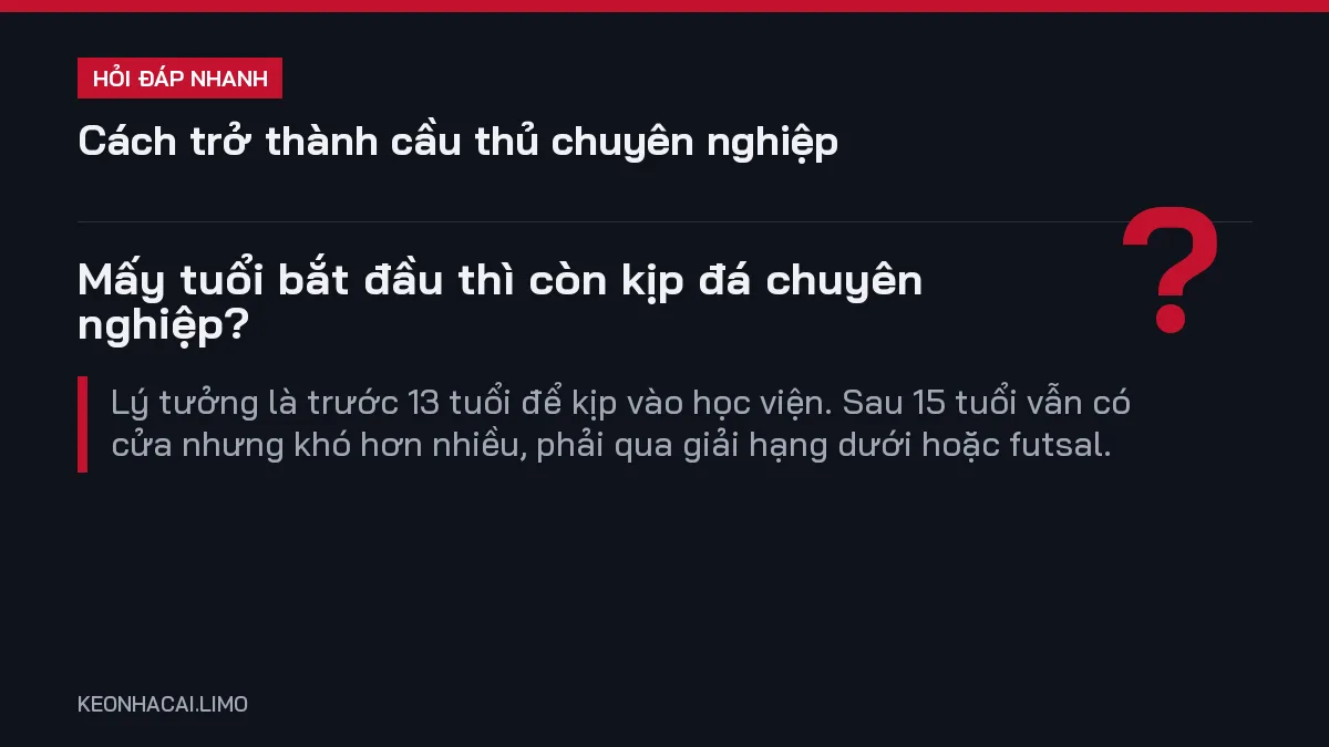 Hỏi đáp nhanh cách trở thành cầu thủ chuyên nghiệp: Mấy tuổi bắt đầu thì còn kịp đá chuyên nghiệp