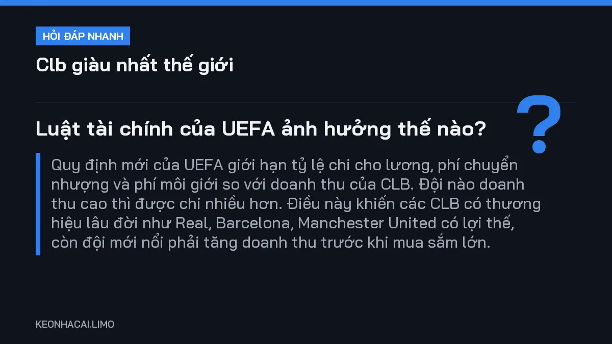Hỏi đáp nhanh clb giàu nhất thế giới: Luật tài chính của UEFA ảnh hưởng thế nào