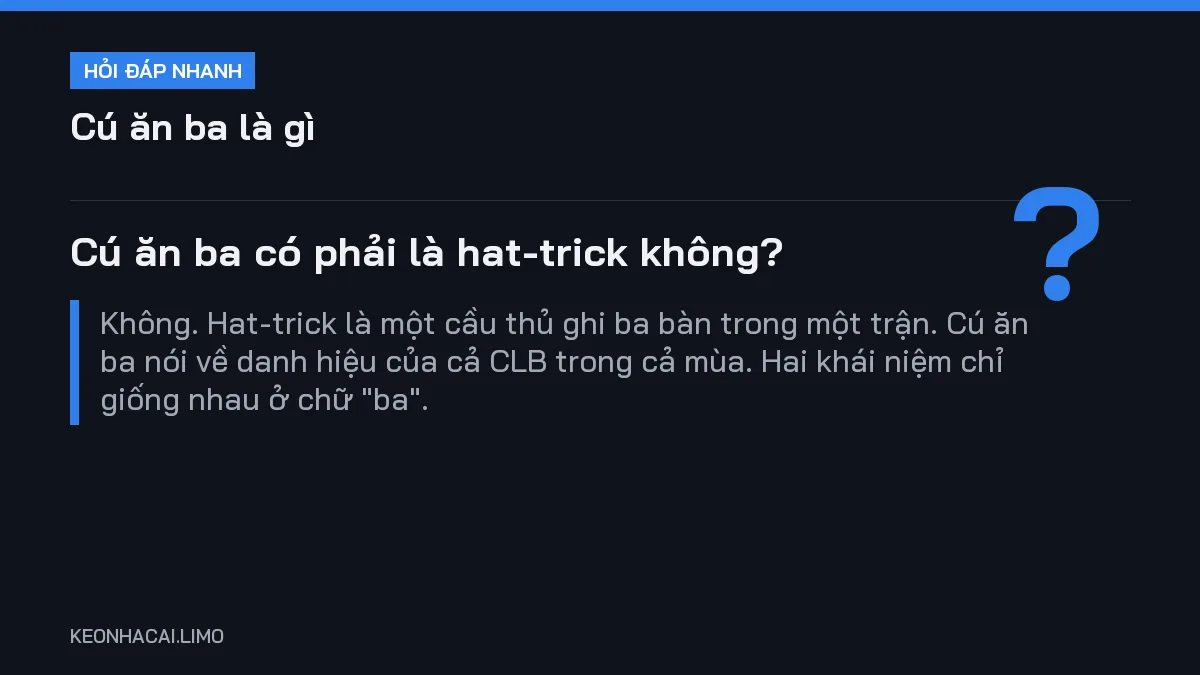 Hỏi đáp nhanh cú ăn ba là gì: Cú ăn ba có phải là hat-trick không