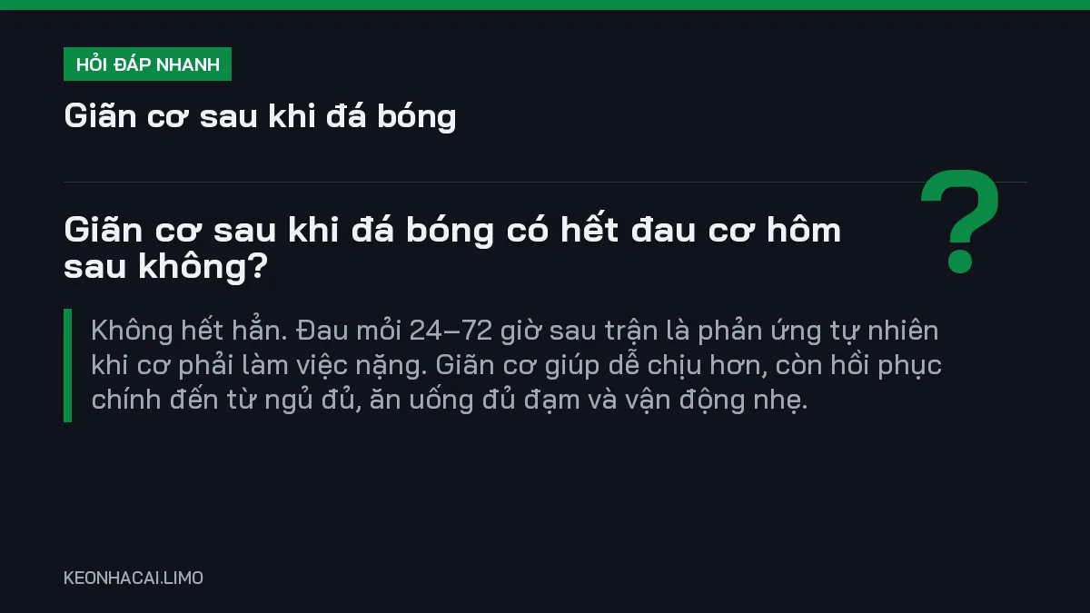 Hỏi đáp nhanh giãn cơ sau khi đá bóng: Giãn cơ sau khi đá bóng có hết đau cơ hôm sau không