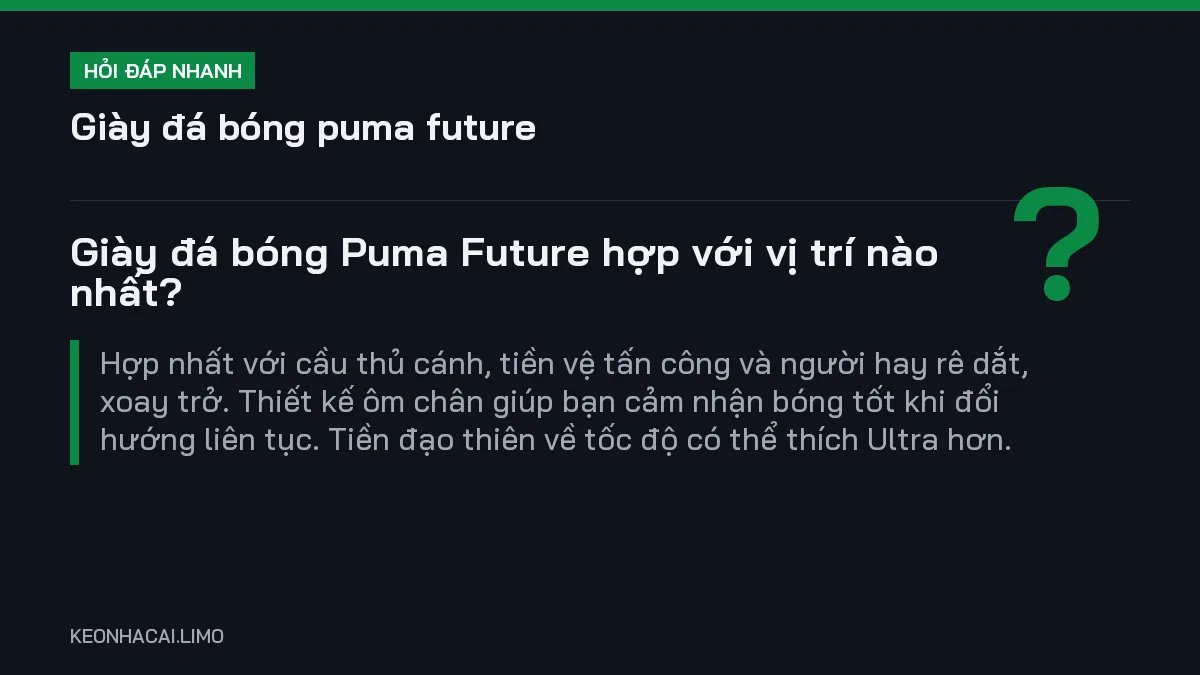 Hỏi đáp nhanh giày đá bóng puma future: Giày đá bóng Puma Future hợp với vị trí nào nhất