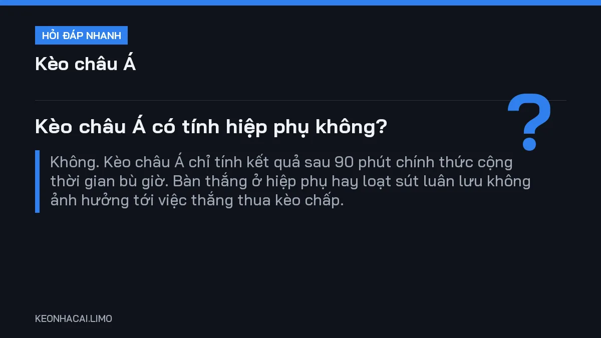 Hỏi đáp nhanh kèo châu Á: Kèo châu Á có tính hiệp phụ không