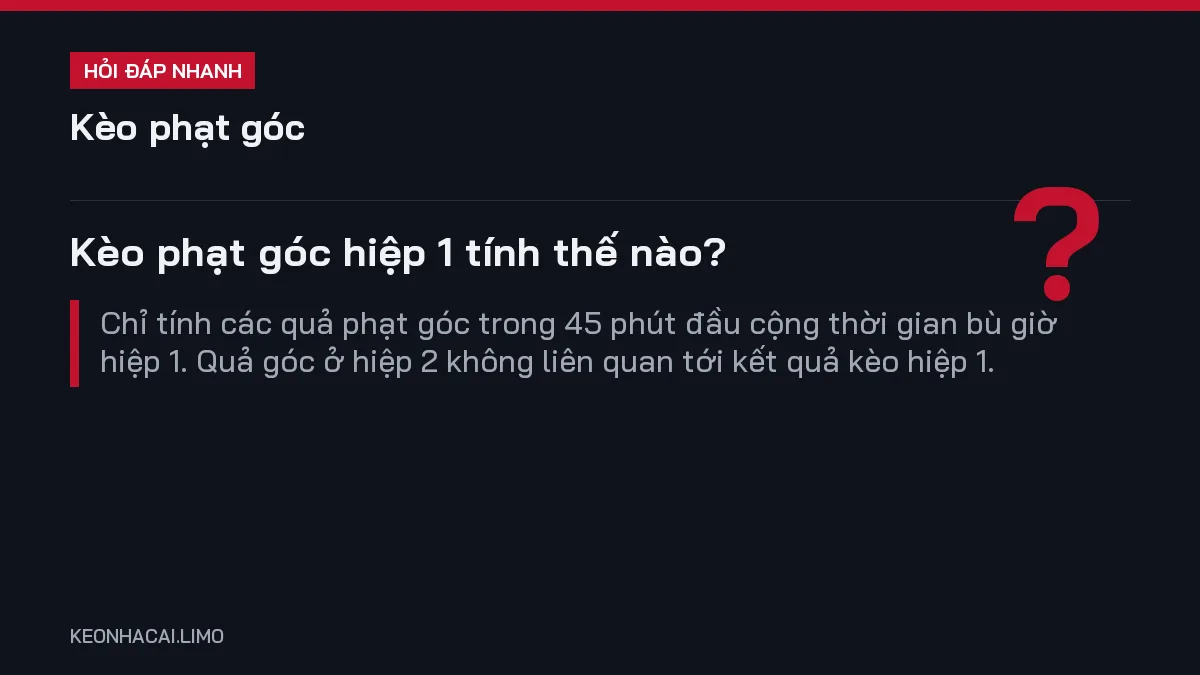 Hỏi đáp nhanh kèo phạt góc: Kèo phạt góc hiệp 1 tính thế nào