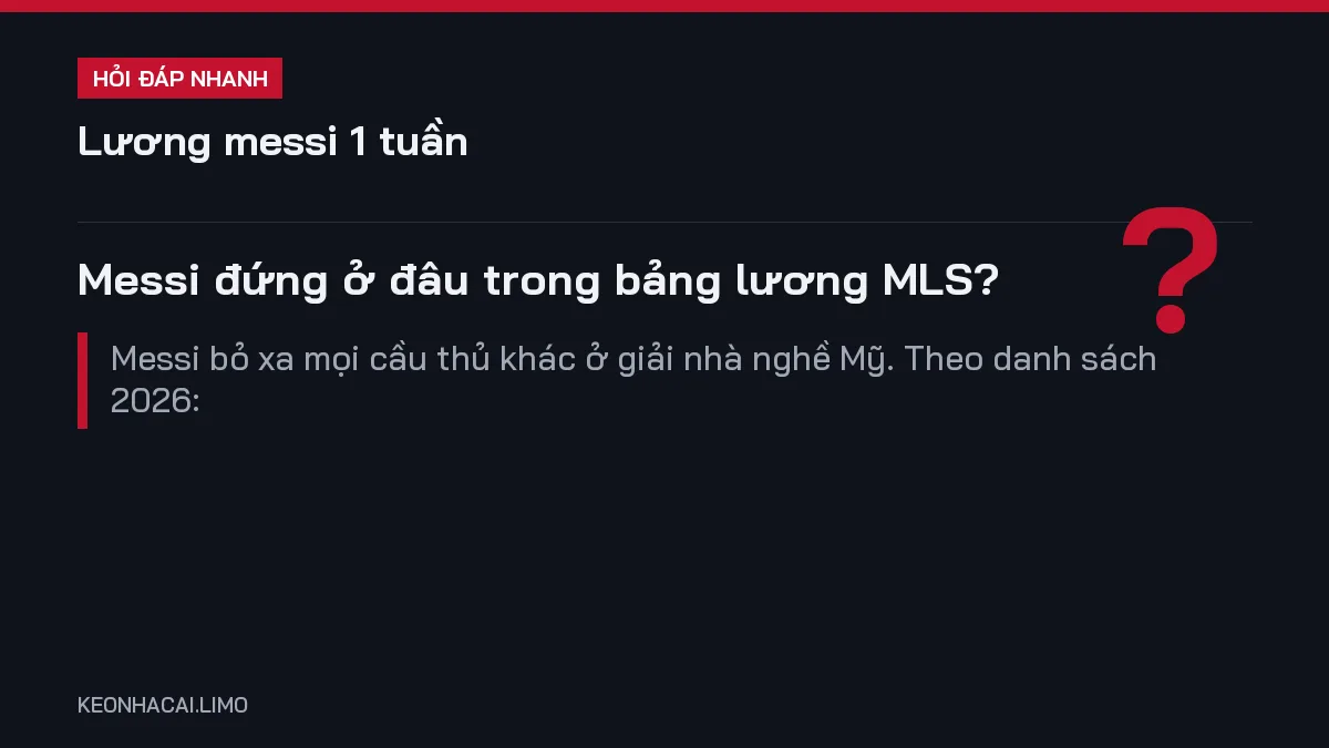 Hỏi đáp nhanh lương messi 1 tuần: Messi đứng ở đâu trong bảng lương MLS