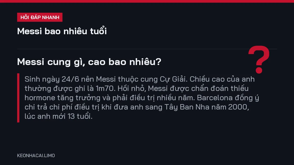 Hỏi đáp nhanh messi bao nhiêu tuổi: Messi cung gì, cao bao nhiêu