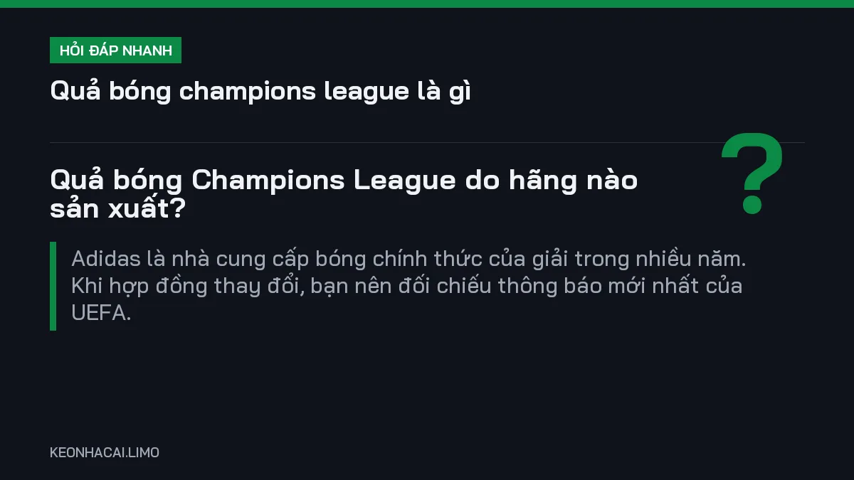 Hỏi đáp nhanh quả bóng champions league là gì: Quả bóng Champions League do hãng nào sản xuất
