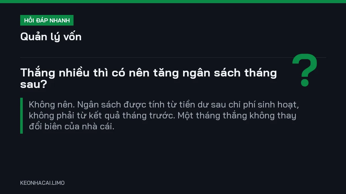 Hỏi đáp nhanh quản lý vốn: Thắng nhiều thì có nên tăng ngân sách tháng sau