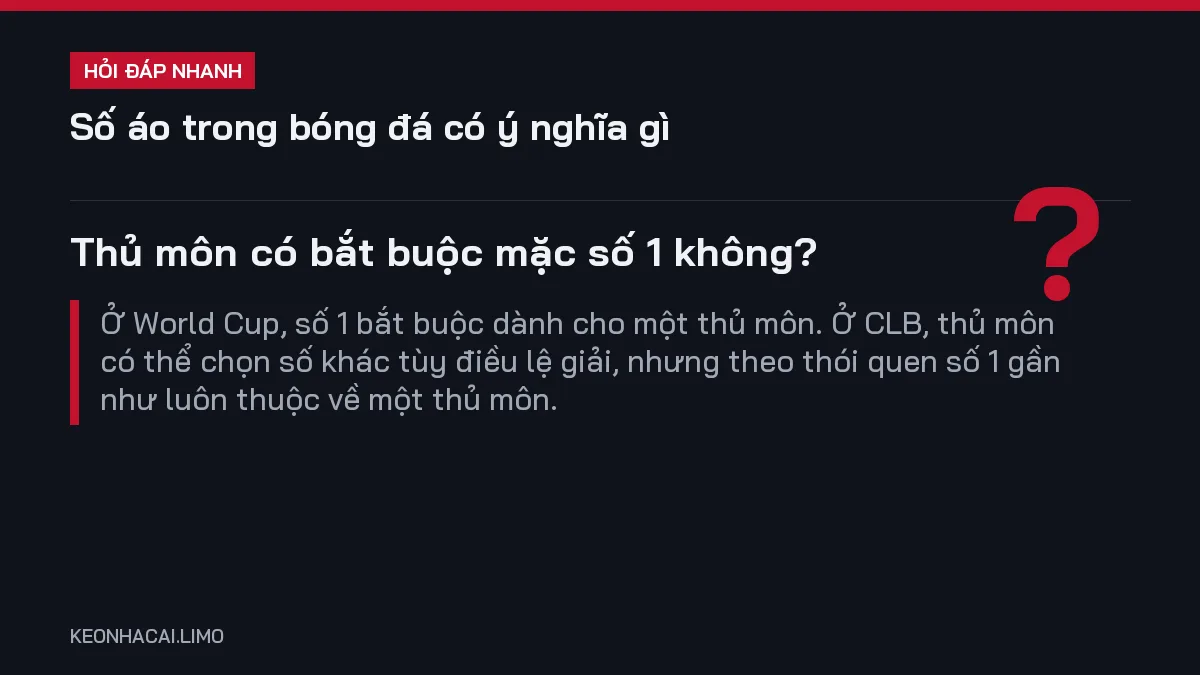 Hỏi đáp nhanh số áo trong bóng đá có ý nghĩa gì: Thủ môn có bắt buộc mặc số 1 không