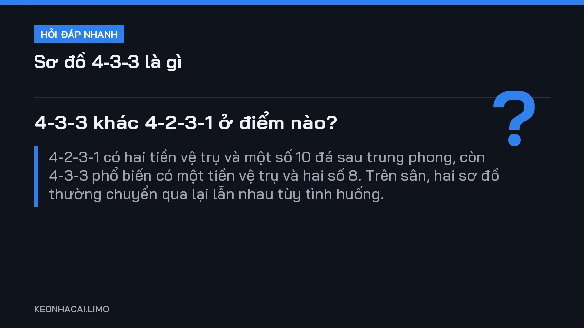 Hỏi đáp nhanh sơ đồ 4-3-3 là gì: 4-3-3 khác 4-2-3-1 ở điểm nào