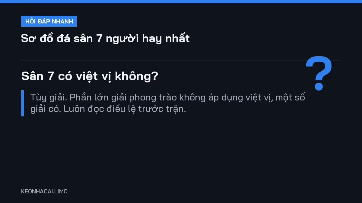 Hỏi đáp nhanh sơ đồ đá sân 7 người hay nhất: Sân 7 có việt vị không