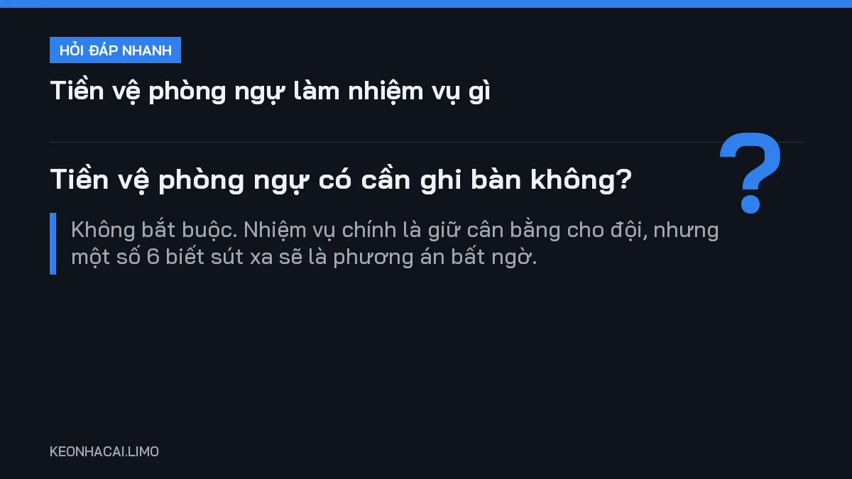 Hỏi đáp nhanh tiền vệ phòng ngự làm nhiệm vụ gì: Tiền vệ phòng ngự có cần ghi bàn không