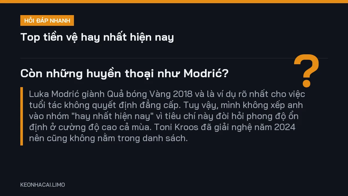 Hỏi đáp nhanh top tiền vệ hay nhất hiện nay: Còn những huyền thoại như Modrić
