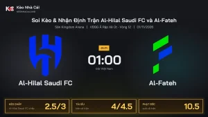 Soi kèo Al-Hilal Saudi FC vs Al-Fateh 1h00 ngày 1/11 Giải Vđqg Ả Rập Xê Út 2026/27 Vòng 12