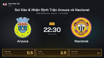 Soi kèo Arouca vs Nacional 22h30 ngày 1/11 Giải Vđqg Bồ Đào Nha 2026/27 Vòng 10