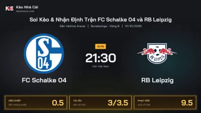 Soi kèo FC Schalke 04 vs RB Leipzig 21h30 ngày 31/10 Giải Bundesliga 2026/27 Vòng 8