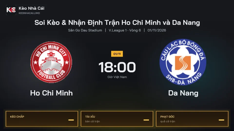 Soi kèo Ho Chi Minh vs Da Nang 18h00 ngày 1/11 Giải V.league 1 2027/28 Vòng 6