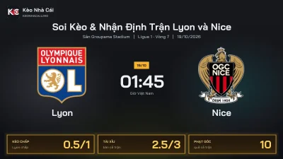 Soi kèo Lyon vs Nice 1h45 ngày 19/10 Giải Ligue 1 2026/27 Vòng 7