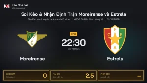 Soi kèo Moreirense vs Estrela 22h30 ngày 31/10 Giải Vđqg Bồ Đào Nha 2026/27 Vòng 10