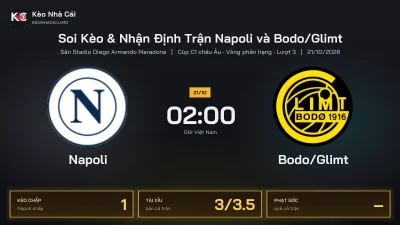 Soi kèo Napoli vs Bodo/Glimt 2h00 ngày 21/10 Cúp C1 Châu Âu 2026/27 Vòng phân hạng Lượt 3