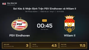 Soi kèo PSV Eindhoven vs Willem II 0h45 ngày 1/11 Giải Vđqg Hà Lan 2026/27 Vòng 11