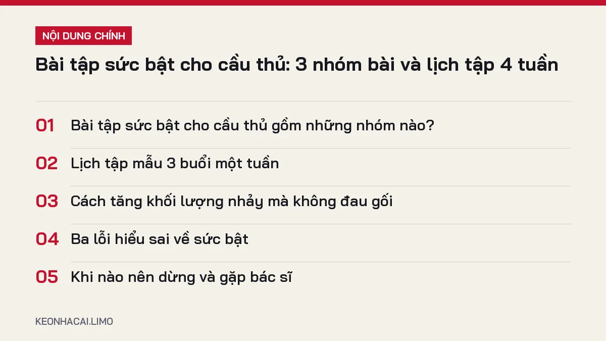 Tóm tắt nội dung bài tập sức bật cho cầu thủ, 5 ý chính cần biết