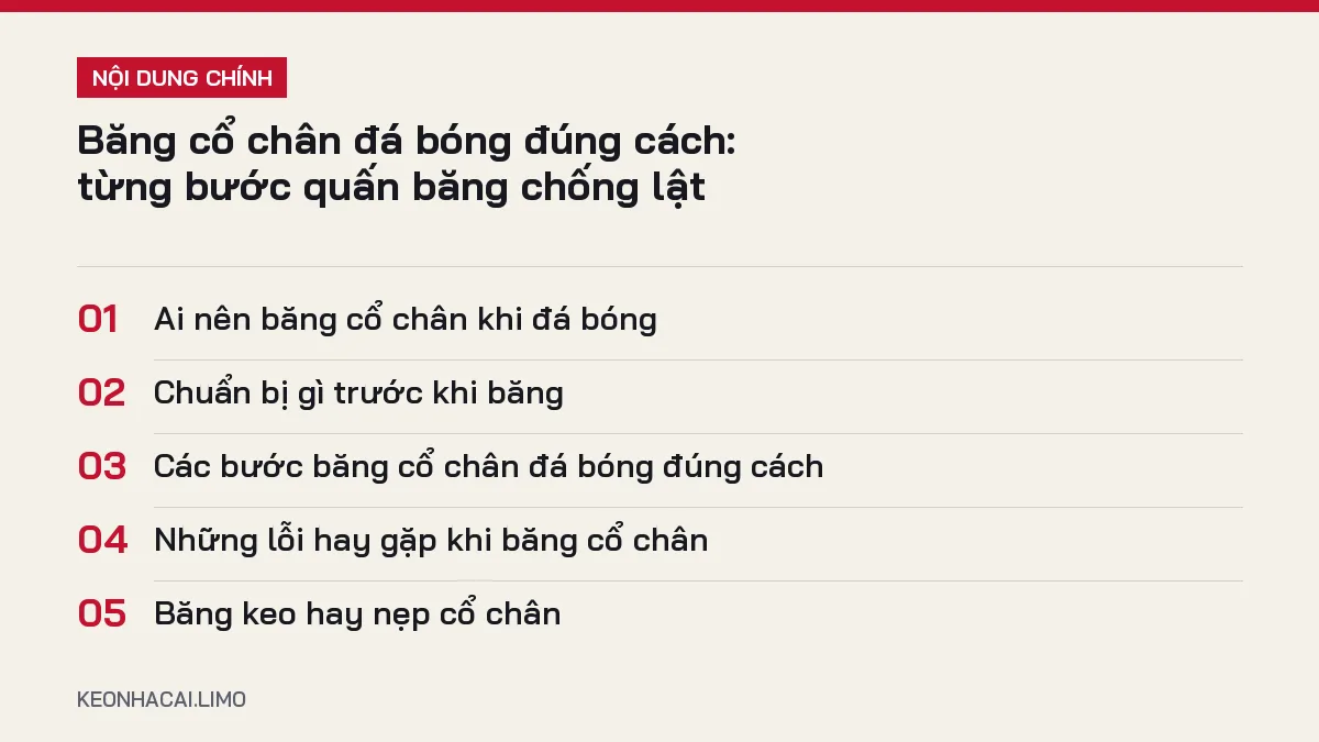 Tóm tắt nội dung băng cổ chân đá bóng đúng cách, 5 ý chính cần biết