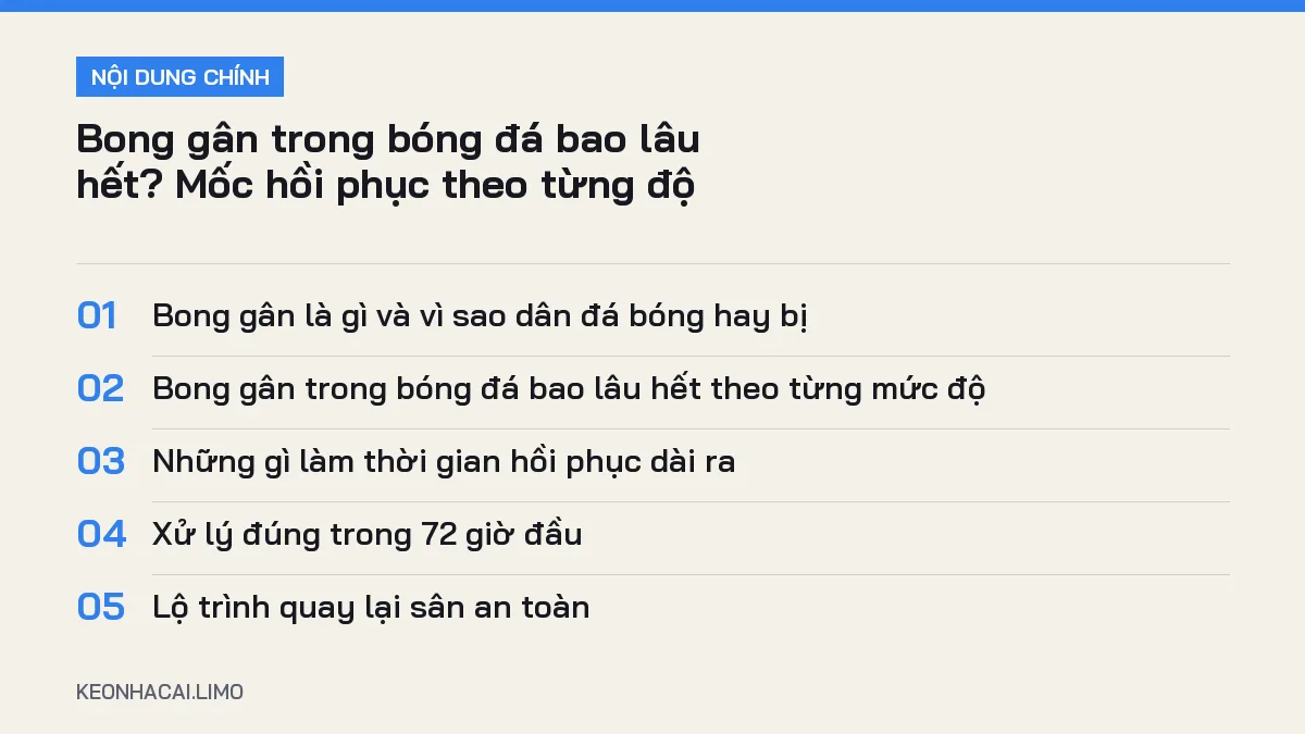 Tóm tắt nội dung bong gân trong bóng đá bao lâu hết, 5 ý chính cần biết