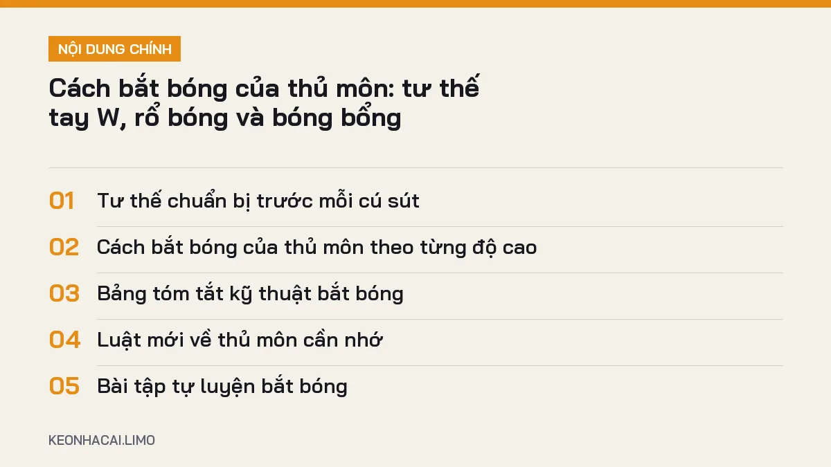 Tóm tắt nội dung cách bắt bóng của thủ môn, 5 ý chính cần biết