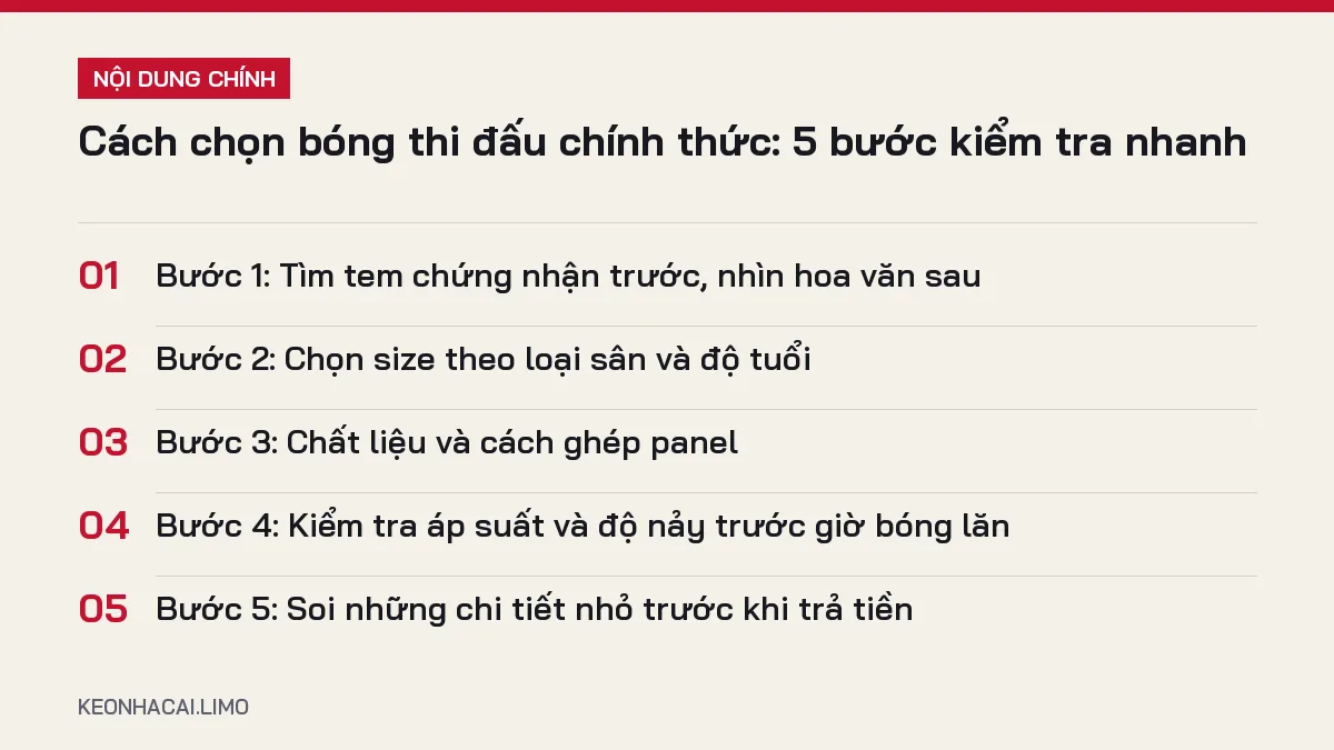 Tóm tắt nội dung cách chọn bóng thi đấu chính thức, 5 ý chính cần biết