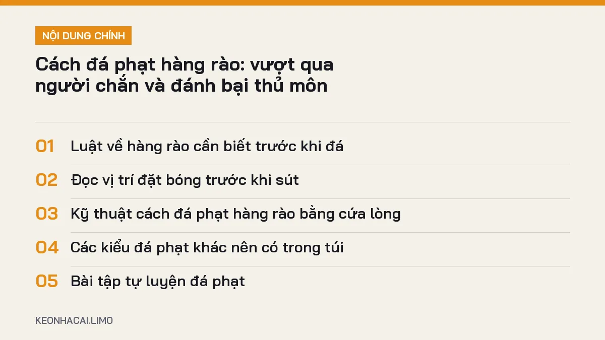 Tóm tắt nội dung cách đá phạt hàng rào, 5 ý chính cần biết