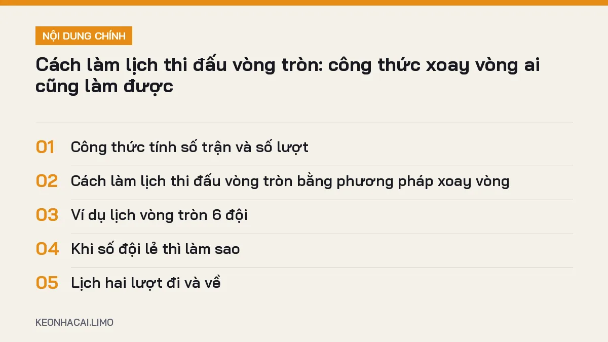 Tóm tắt nội dung cách làm lịch thi đấu vòng tròn, 5 ý chính cần biết