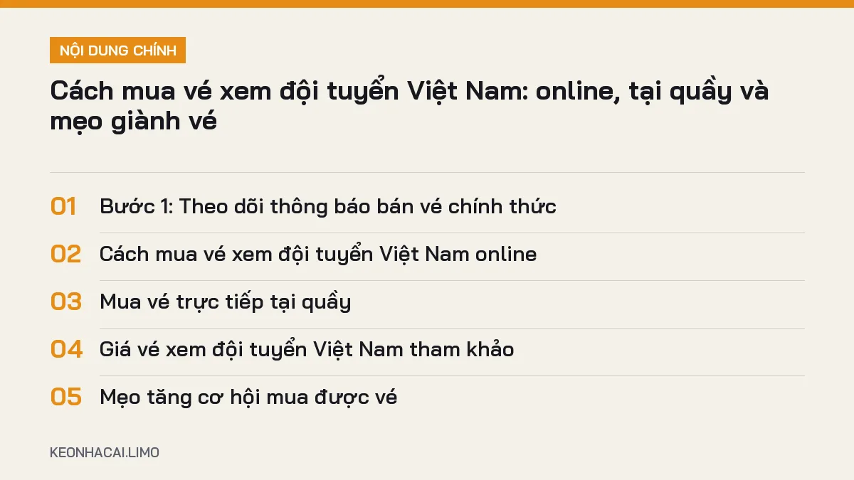 Tóm tắt nội dung cách mua vé xem đội tuyển việt nam, 5 ý chính cần biết