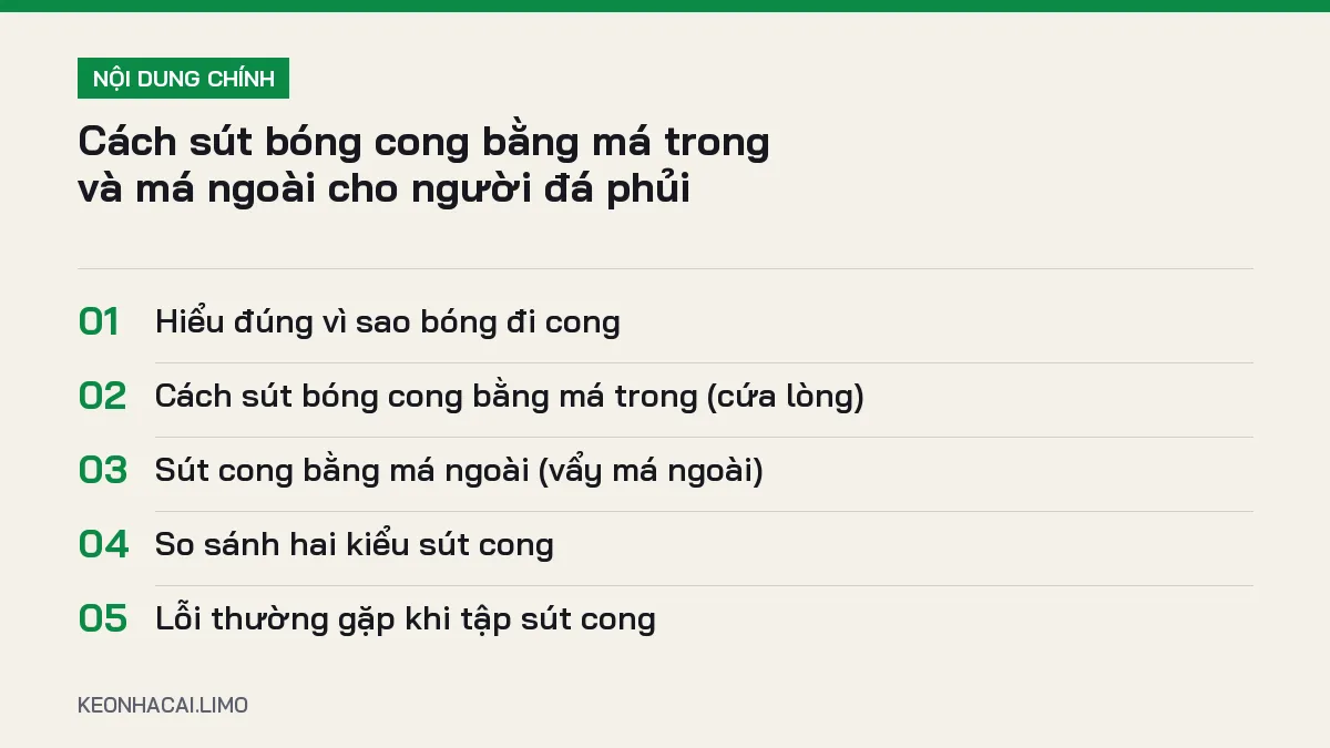 Tóm tắt nội dung cách sút bóng cong, 5 ý chính cần biết
