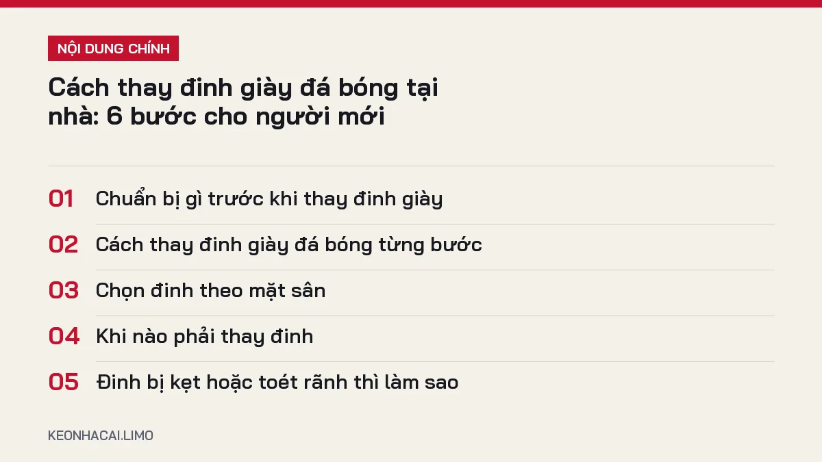 Tóm tắt nội dung cách thay đinh giày đá bóng, 5 ý chính cần biết