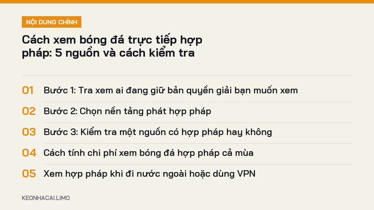 Tóm tắt nội dung cách xem bóng đá trực tiếp hợp pháp, 5 ý chính cần biết