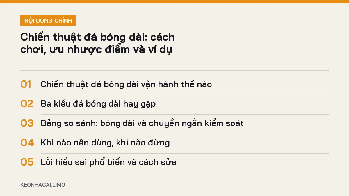 Tóm tắt nội dung chiến thuật đá bóng dài, 5 ý chính cần biết