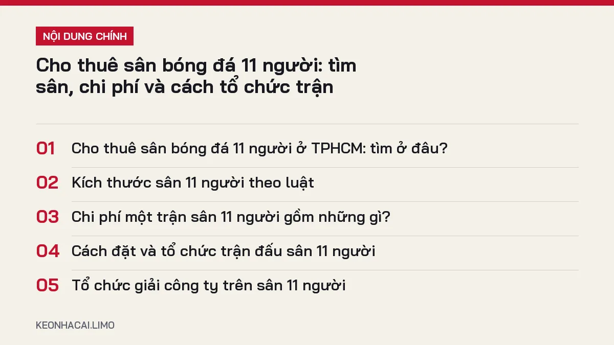 Tóm tắt nội dung cho thuê sân bóng đá 11 người, 5 ý chính cần biết