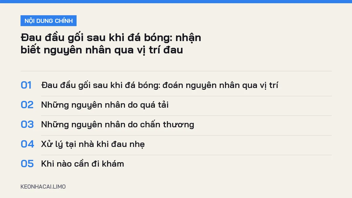 Tóm tắt nội dung đau đầu gối sau khi đá bóng, 5 ý chính cần biết