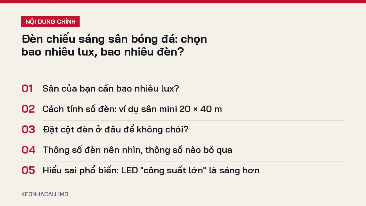 Tóm tắt nội dung đèn chiếu sáng sân bóng đá, 5 ý chính cần biết