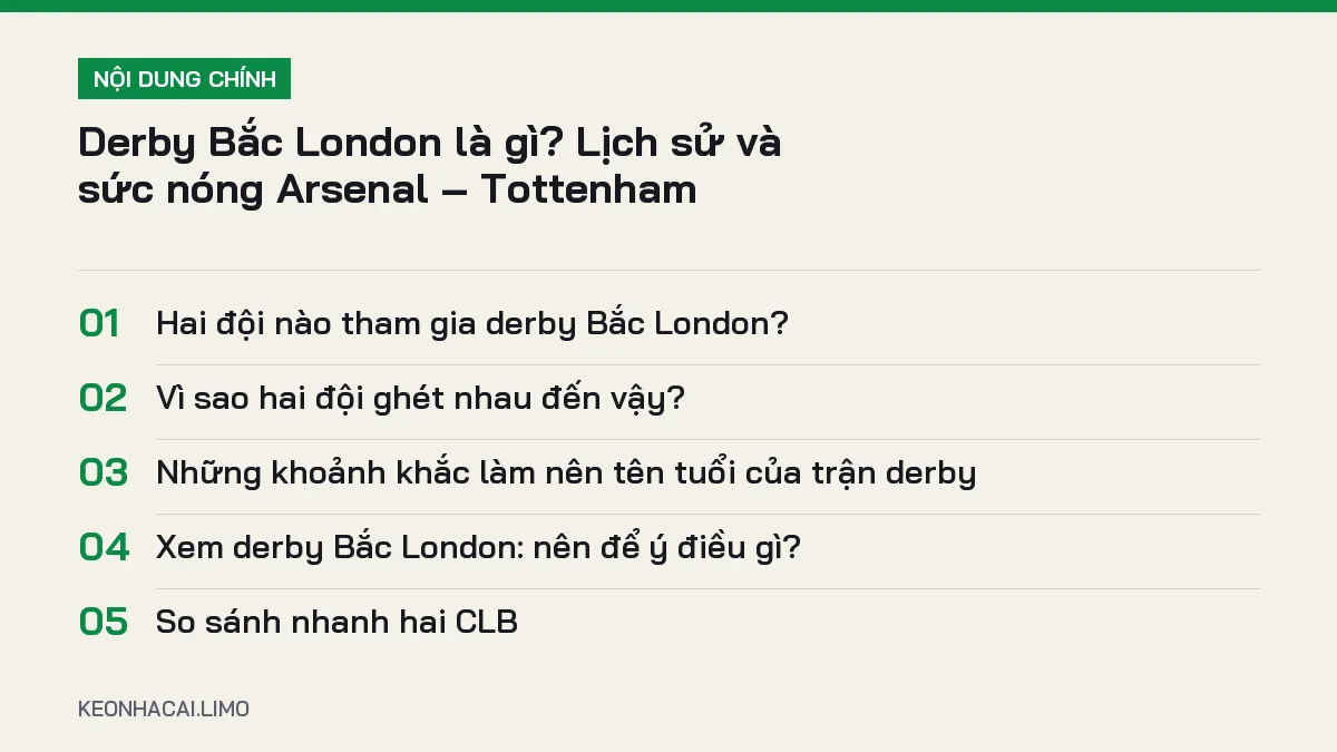 Tóm tắt nội dung derby bắc london là gì, 5 ý chính cần biết